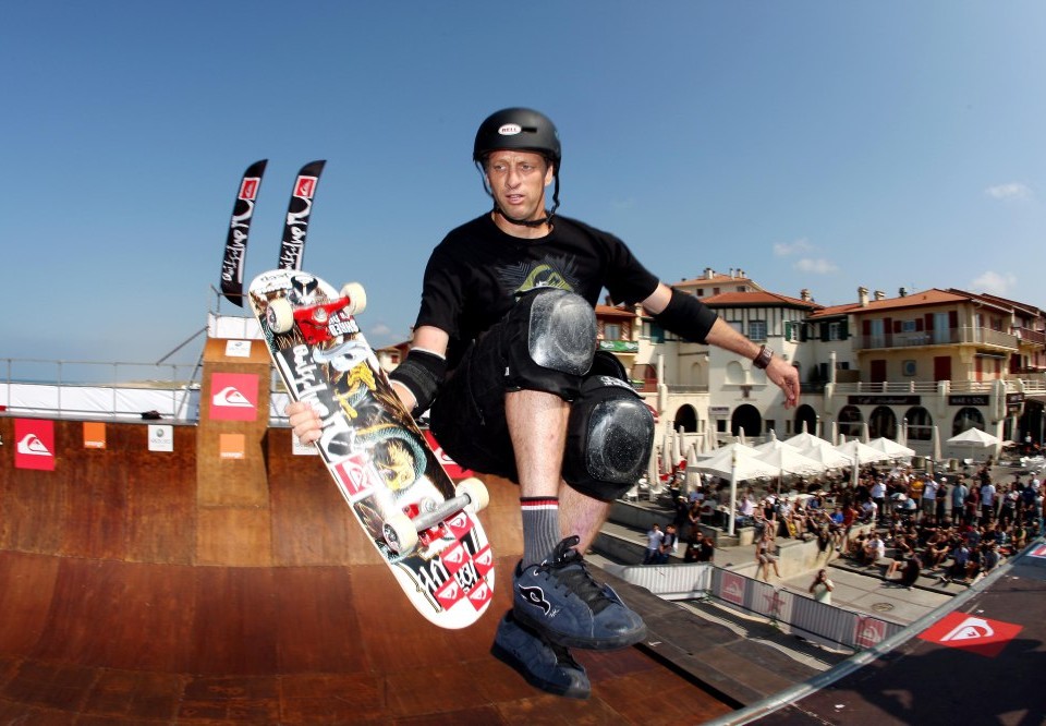 Sep 20, 2008; Hossegor, FRANCE; Tony Hawk (USA) performs during the 2008 Quiksilver Pro France in Hossegor.  Mandatory Credit: Luttiau/Presse Sports via US PRESSWIRE